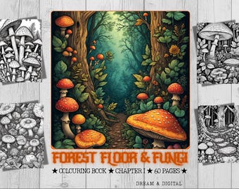 60+ FOREST FLOOR Fungi Colouring Pages | Adult Printable | Nature Mindfulness Relaxation | Instant Download PDF