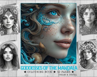 Mandalas de la Diosa para colorear: 50 páginas imprimibles para aliviar el estrés (descarga digital) + material adicional