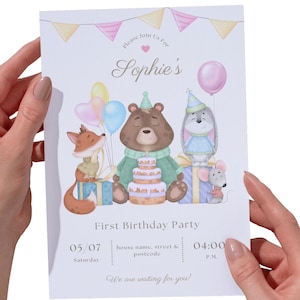 Kids Birthday Invitation Template | Editable Canva Invite | Digital Download | Boy or Girl Birthday Party Invite