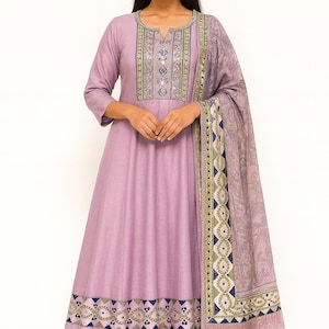 Lavender Embroidered Anarkali Kurta Set with Dupatta  Women’s Ethnic Wear