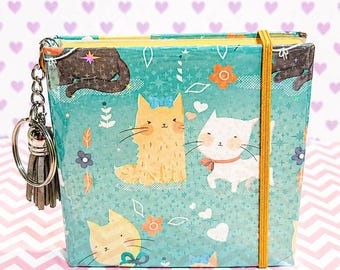 Cozy Cats Sticky Note Cover, Kawaii Stationery, Pastel Desk Accessory, Animal Charm