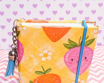Berry Sweet Charm Sticky Note Cover, Strawberry Kawaii Notes Holder, Pastel Desk Decor