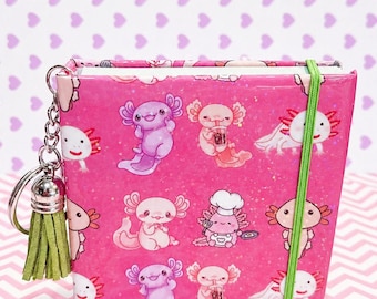 Axolotl Sticky Note Cover, Kawaii Stationery, Animal Planner Accessory, Mini Notes Holder