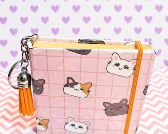 Kawaii Cat Sticky Note Cover, Mini Planner Accessory, Desk Charm, 3x3 Inch Notes Holder