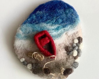 Needle felted miniature island