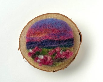 Needle felted wool landscape picture