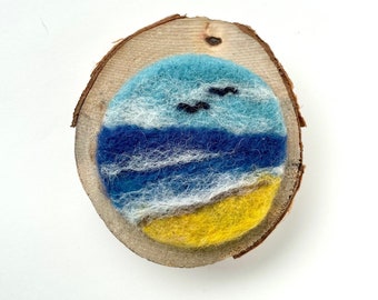 Needle felted wool seascape picture