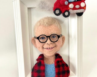 Custom Needle Felted Portrait in Frame - Personalized Handcrafted Gift for Loved Ones and Pets