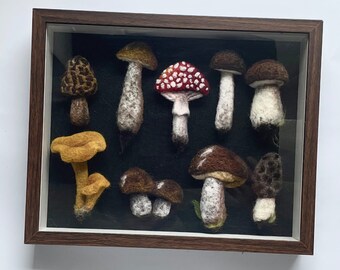 Whimsical Woodland Wonders - Needle Felted Mushrooms Display Art