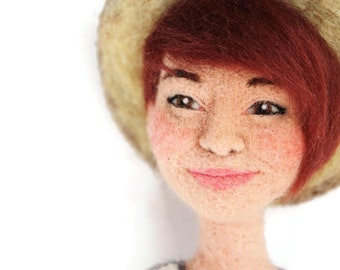 Unique Needle Felted Portrait Doll - Custom Handcrafted Gift