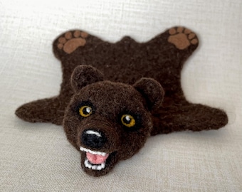 Needle Felted Face Tutorial – PDF Download – Make a Mini Bear Rug!
