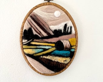 Feltscape: Needle Felted Landscape Painting in Embroidery Hoop