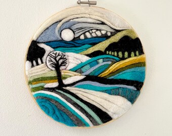 Feltscape: Needle Felted Landscape Painting in Embroidery Hoop