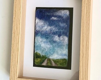 Enchanted Pathway - Handcrafted Needle Felted Landscape Art in Box Frame