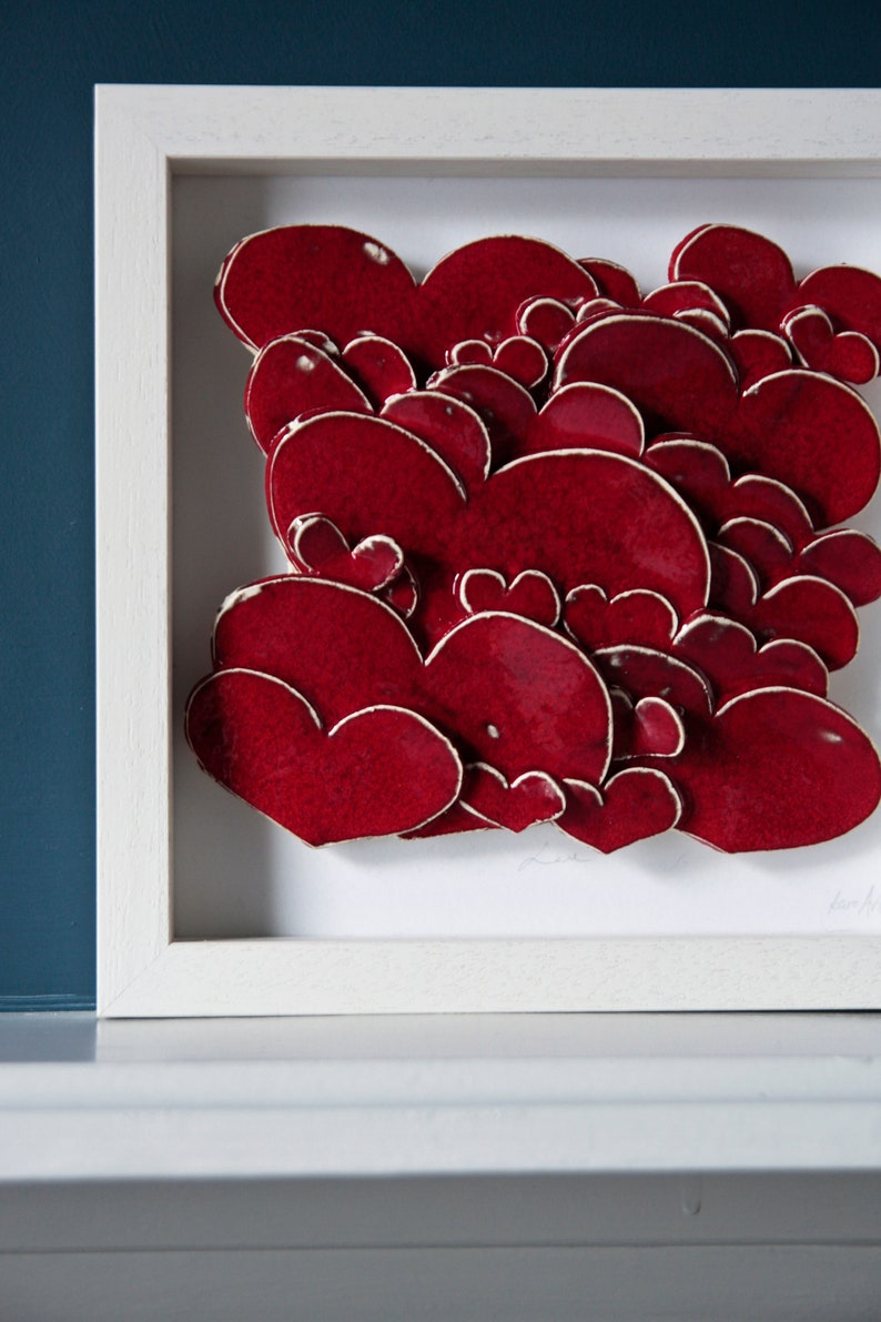 Love Hearts modern ceramic wall art. Wedding gift engagement Etsy