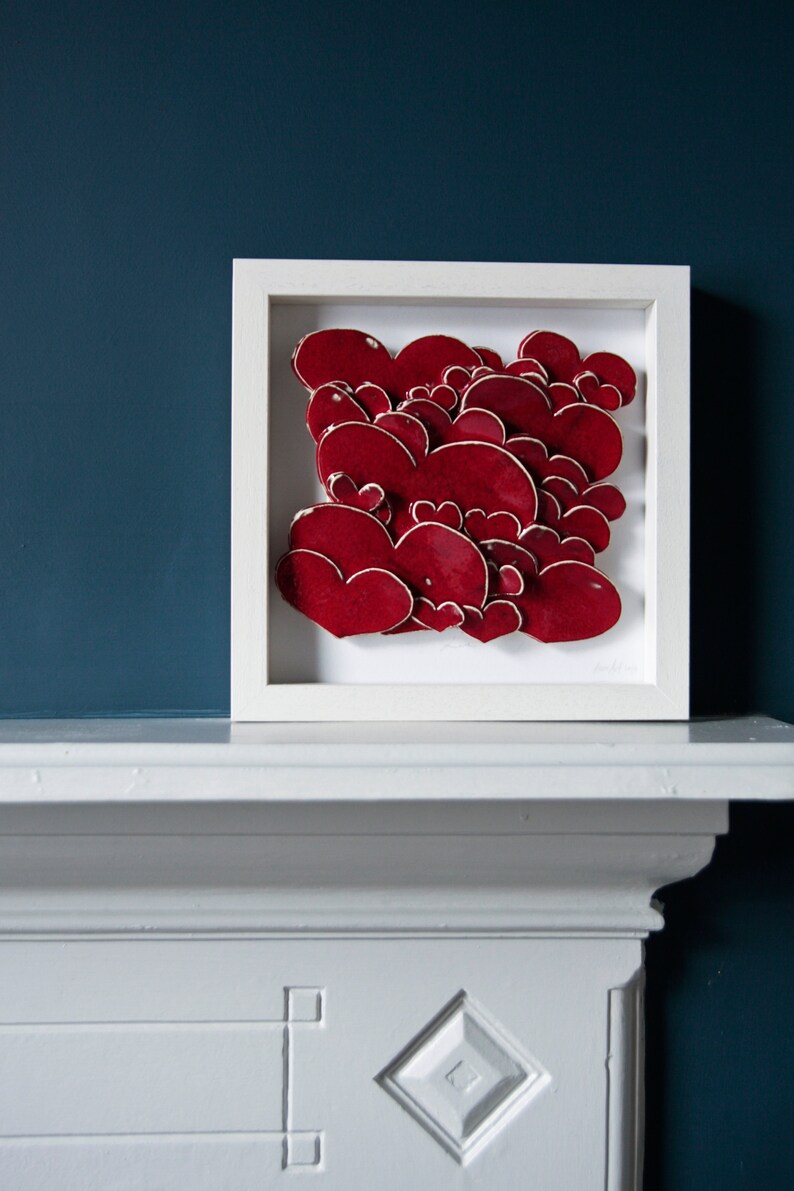 Love Hearts modern ceramic wall art. Wedding gift engagement Etsy