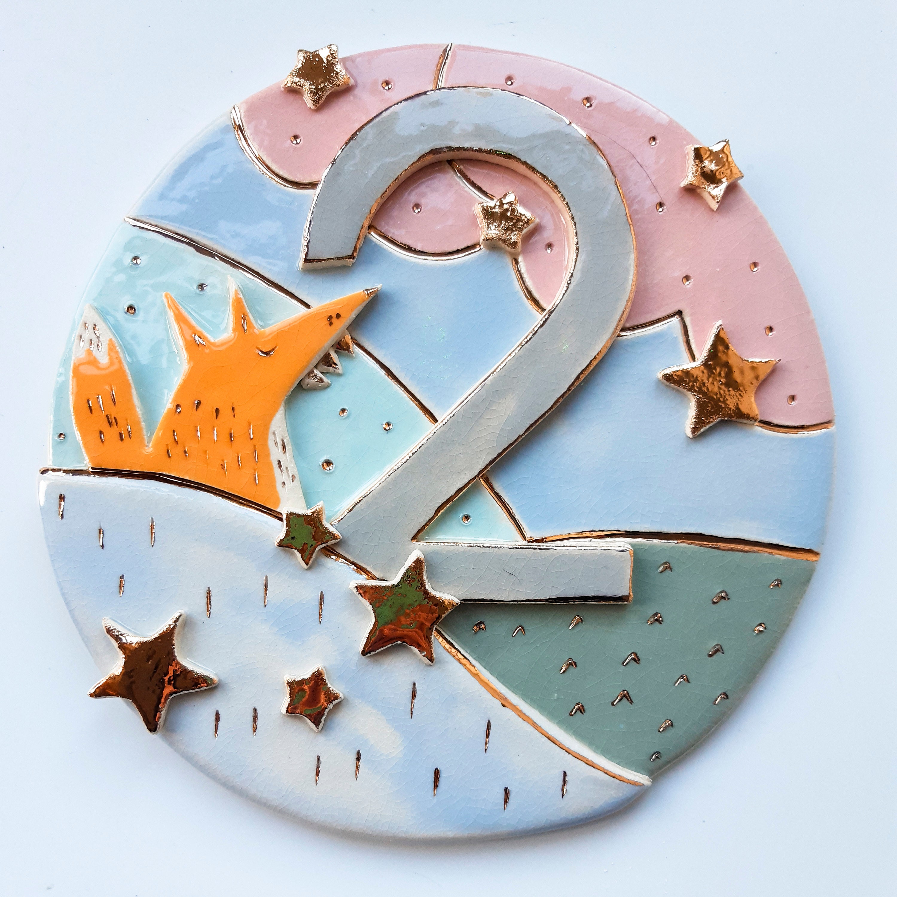 Panneau de Numéro Maison Fox, Panneau d'adresse en Céramique, Plaque Maison, Rectangulaire Rond Pour