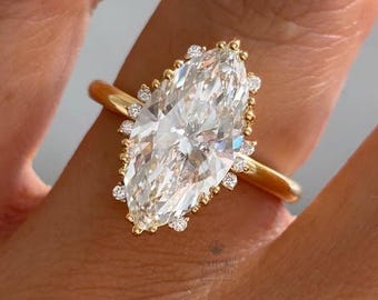 3.5 Ct Marquise Lab Diamond Engagement Ring | IGI Certified
