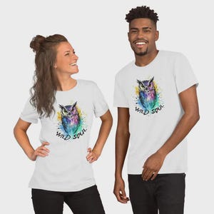 Owl T-Shirt – Wild Soul Watercolor Animal Tee – Soft Unisex Bella + Canvas Shirt – Nature Lover Gift – Boho Forest Spirit – Ethical Cotton