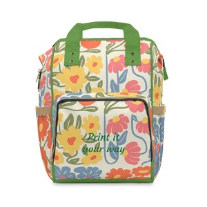 Colorful Floral Multifunctional Diaper Backpack - Stylish Baby Bag for Moms, Travel, Baby Shower Gift, Nursery Essentials, Diaper Carrier