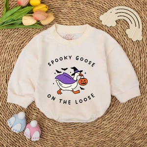 Spooky Goose On The Loose Baby Romper, Halloween Baby Outfit, Funny Goose Costume, Fall Baby Clothes,Toddler Halloween Outfit,Cute Baby Gift