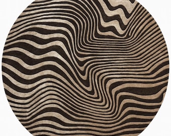 Alfombra tejida a mano en lana y seda Tencel – Diseño abstracto ondulado moderno