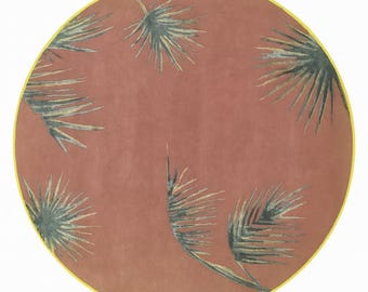 Alfombra de lana y seda hecha a mano en tono rosa ruborizado