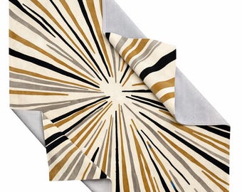 Handmade Sunburst Wool Rug, Modern Abstract Design