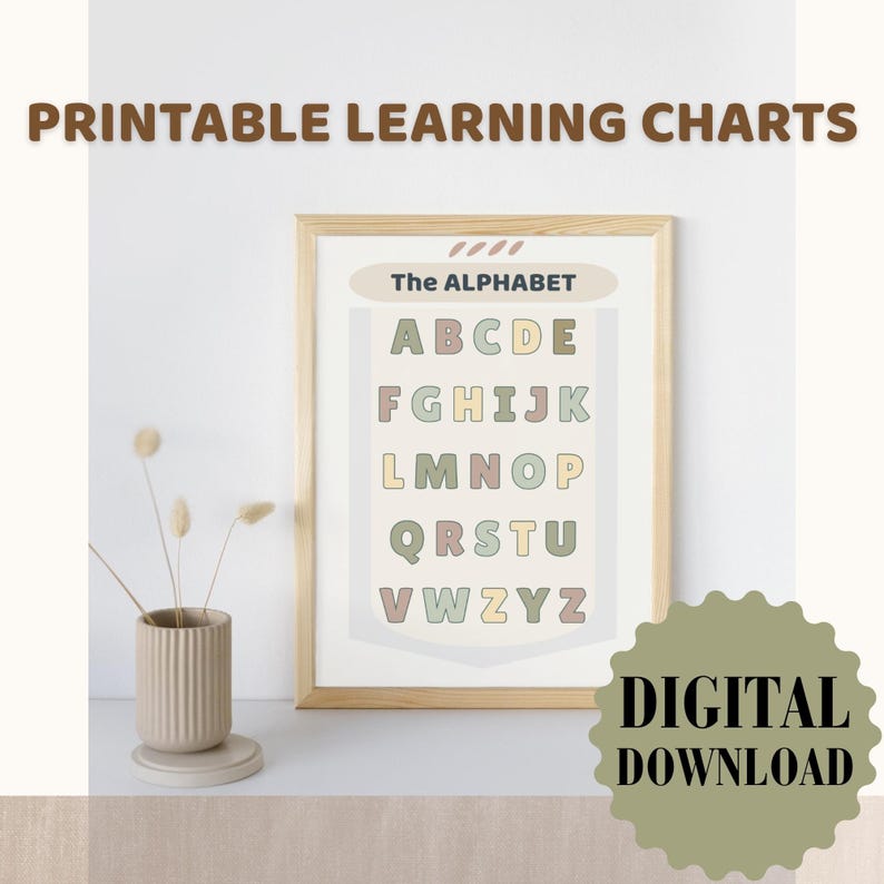 Printable ABC Alphabet Chart for Kids: Homeschool Classroom Decor (PDF ...