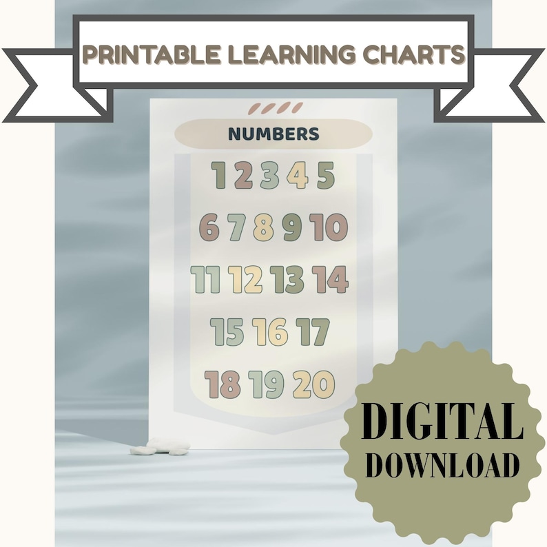 Printable Number Chart 1–20 for Kids | Preschool Math Poster ...