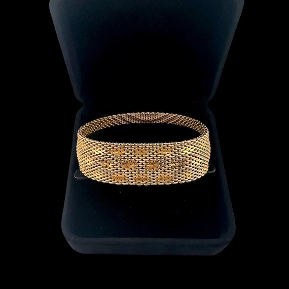 Vintage Mesh Diamond Patterned Bangle Bracelet No… - image 1