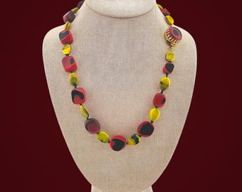 Vintage Made in Austria Funky Groovy Art Glass Necklace and Earrings Set. Read Description.