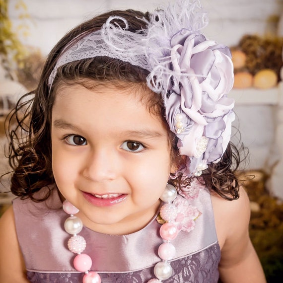 Items similar to Lavender Girls Flower Headband, Baby Girl Headband