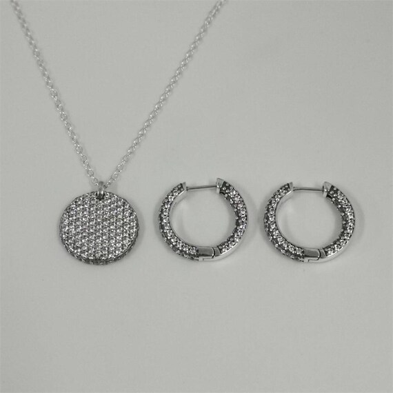 Pandora Pavé Round Necklace and Hoop Earrings Set-45cm