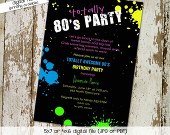 80s Theme Birthday Invitation Stock The Bar Adult Party Etsy