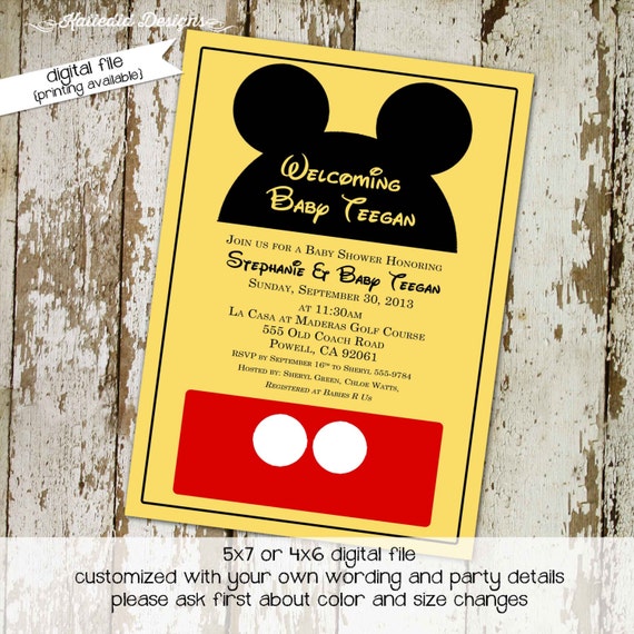 customized mickey mouse baby shower invitations