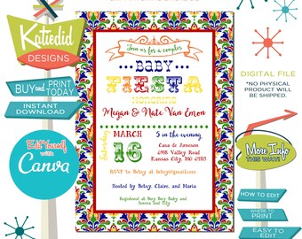 Fiesta Baby Shower Invitation Gender Neutral, Taco Bout a Baby Gender Reveal | 1424 Katiedid Designs