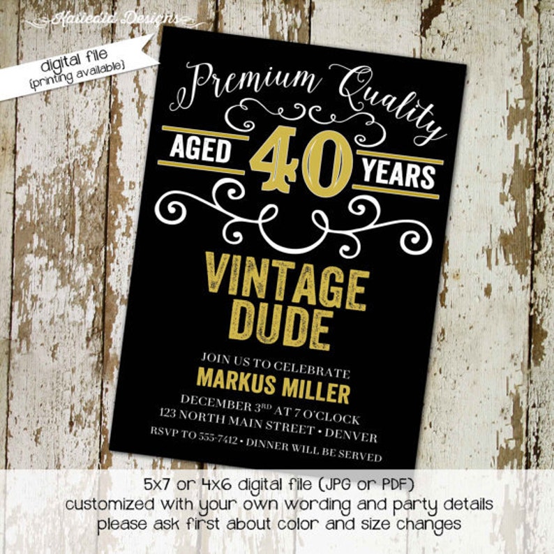 40th Birthday Invitation Man Adults Only Vintage Dude Beer Mug Etsy