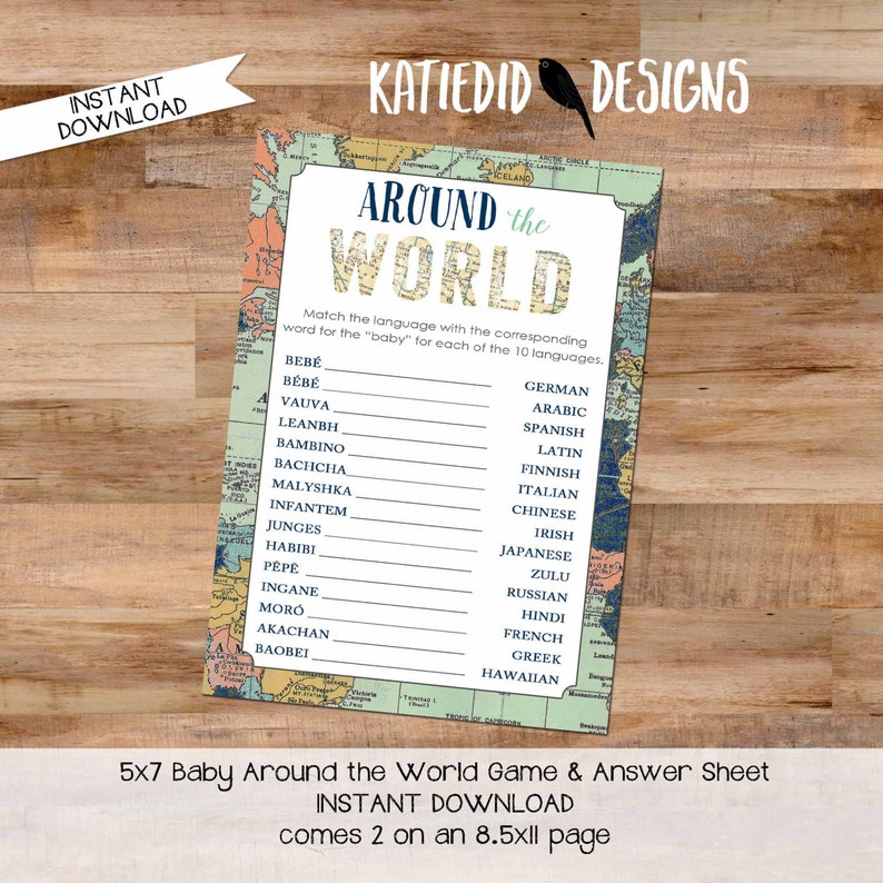 Travel Theme Party Game Around the World Baby Shower Navy Etsy