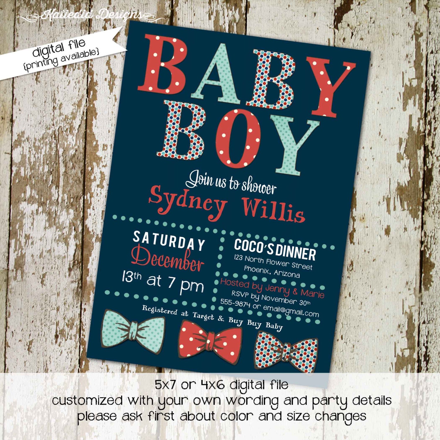 Little Man Bow Tie Baby Shower Invitation Boy Gentleman First 1st Little Man Bow Tie Baby Shower Invitation Boy Gentleman First 1st