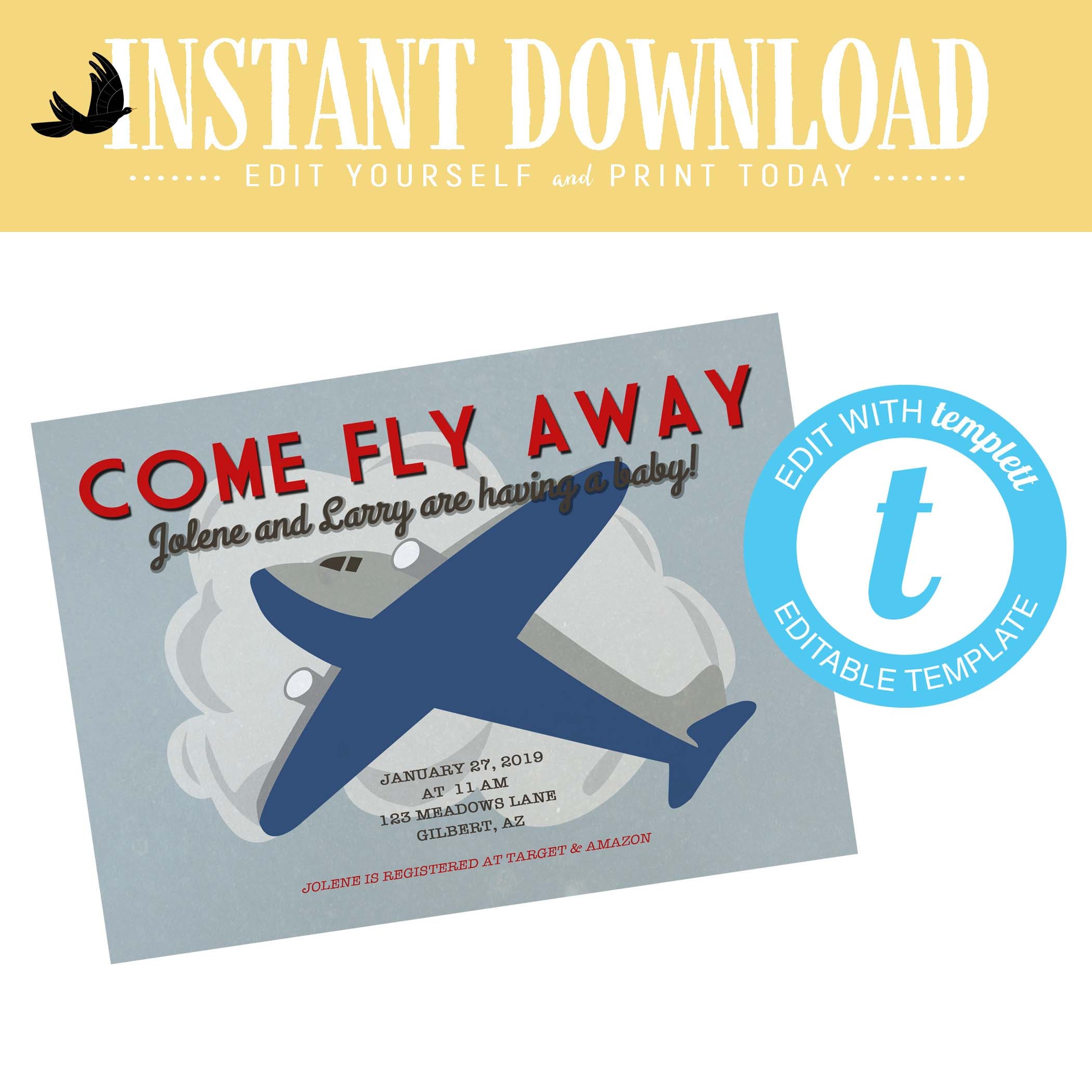Travel Theme Boy Birthday Invitation Airplane Adventure Awaits Baby Travel Theme Boy Birthday Invitation Airplane Adventure Awaits Baby