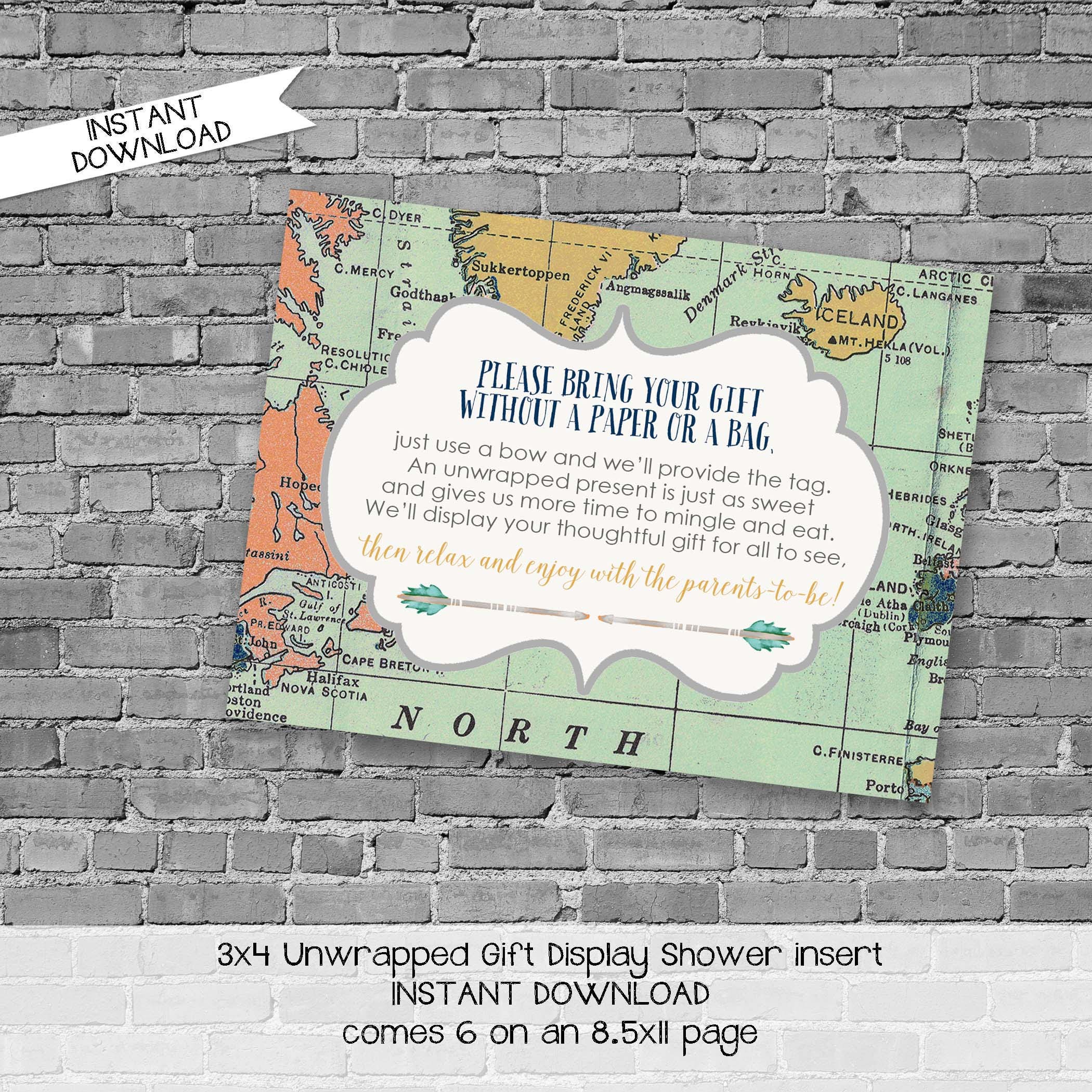 Display Shower Insert Unwrapped Gift Enclosure Card World Map Il Fullxfull Display Shower Insert Unwrapped Gift