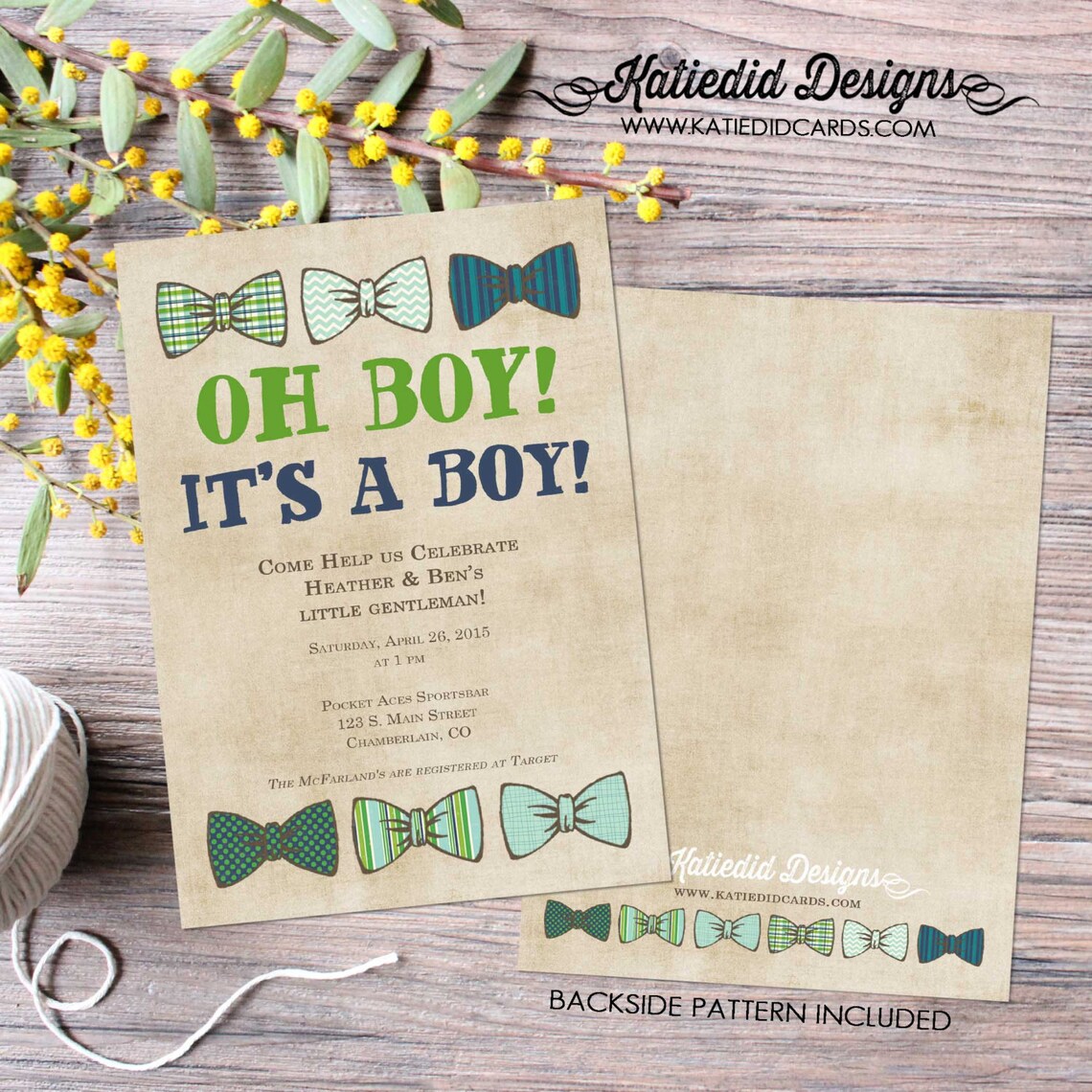 Bow Tie Baby Shower Invitation Little Man Gentleman Oh Boy - Etsy