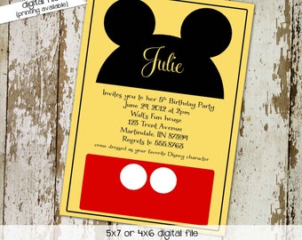 Mickey mouse birthday invitation Disney baby shower gender neutral reveal Diaper wipes Brunch ears theme 1st first | 211 Katiedid Designs