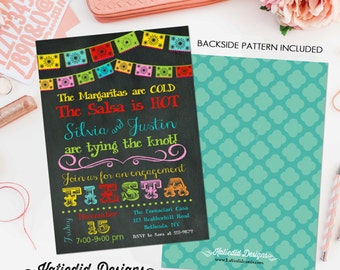 Papel Picado invitation Fiesta Bridal Shower Couples rehearsal dinner wedding birthday retirement party LGBT baby lunch | 301 Katiedid Cards