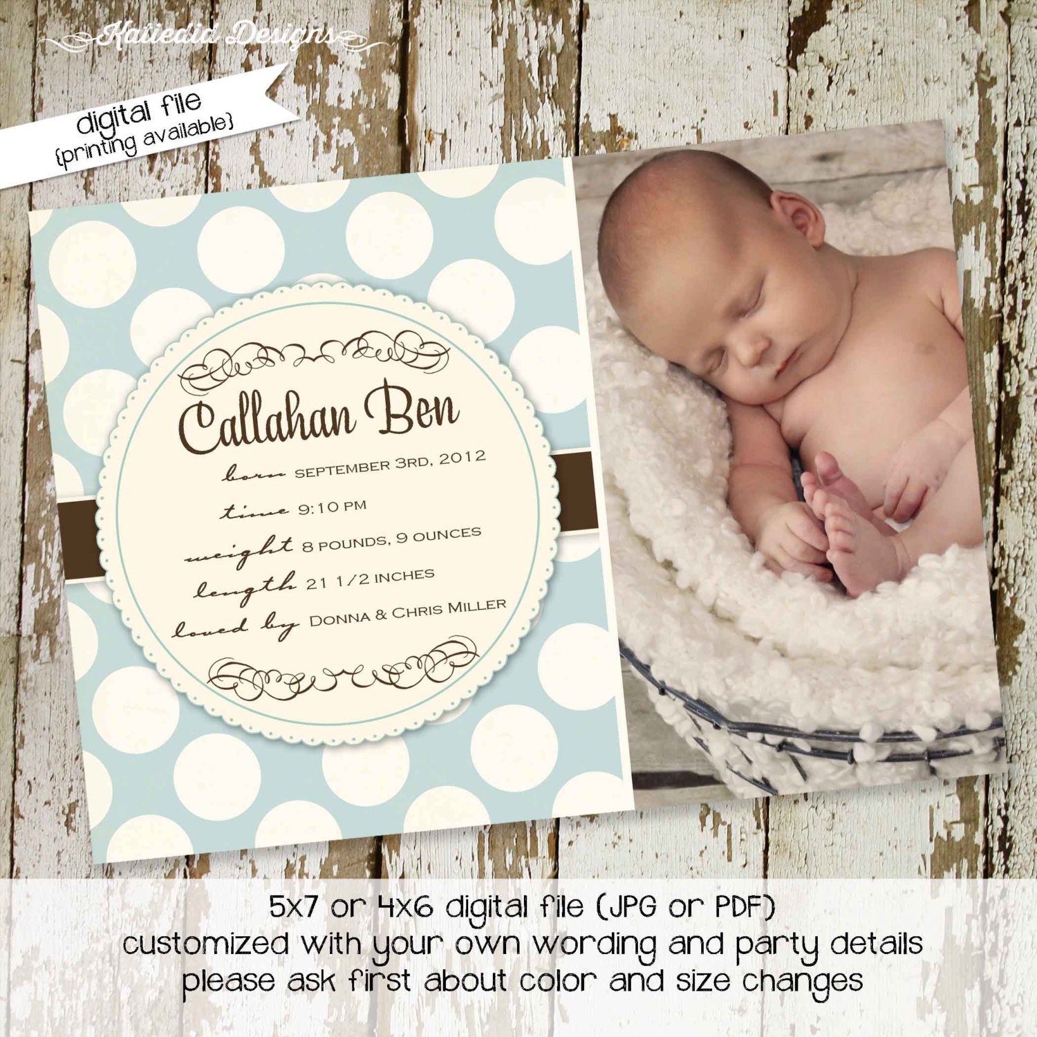 Birth Announcement Newborn Picture Ultrasound Photo Boy Baptism