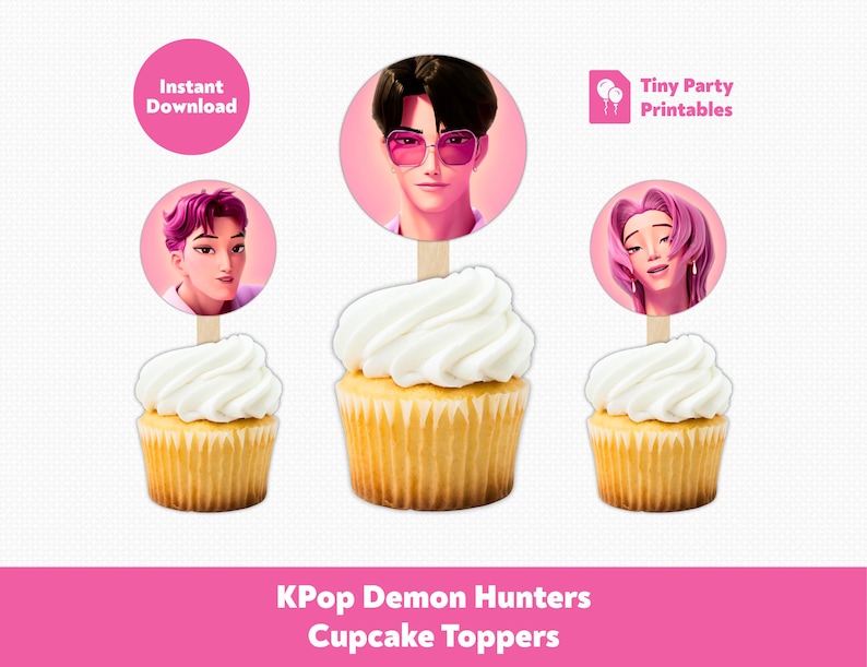 Printable Kpop Demon Hunters Cupcake Toppers | Saja Boys Birthday Party ...