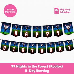 Printable Roblox 99 Nights in the Forest Bunting Banner | Roblox Kids Birthday Party Decorations | Instant Download