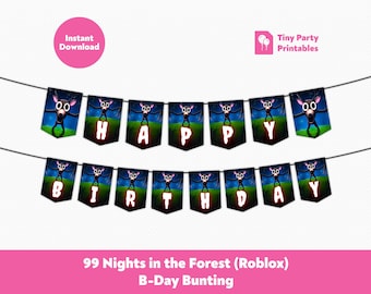 Printable Roblox 99 Nights in the Forest Bunting Banner | Roblox Kids Birthday Party Decorations | Instant Download