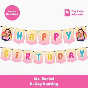 Printable Ms. Rachel Birthday Bunting Banner | Miss Rachel Kids Birthday Party Decorations | Instant Download